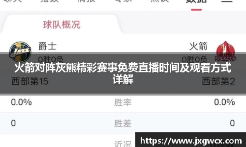 火箭对阵灰熊精彩赛事免费直播时间及观看方式详解